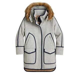 J. Crew Petite Summit Parka in Italian Stadium-Cloth Wool HTHR DUSK
